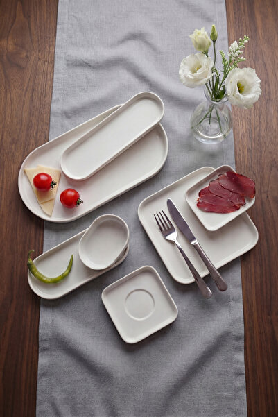 GÖNÜL 23 Parça 6 Kişilik Porselen Kahvaltı Takımı – Modern Servis Tabaklı Kah...