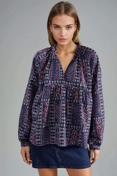 Hiccup Patterned blouse with puff sleeves