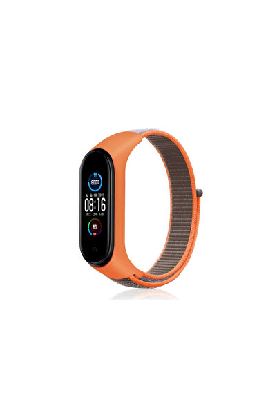 eco port Mi Band 4 Mesh Hook and Loop Strap (Not a Watch) - Orange-Gray