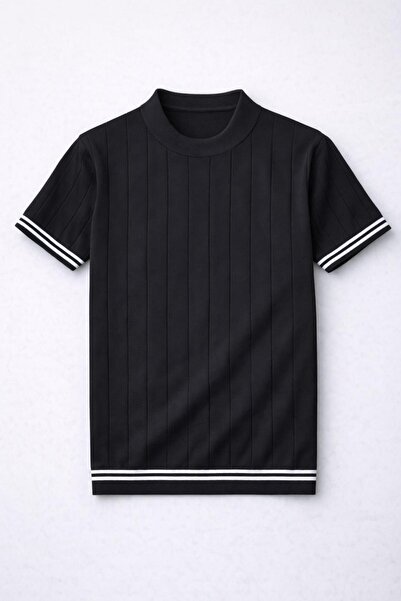 Valiberta Мъжка тениска с деколте тип „Dale Collar“, на райета, с фина плетка...