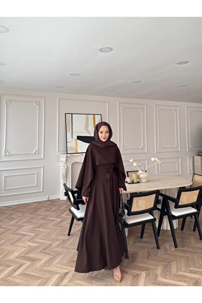 YS BUTİK STELLA DOUBLE KUMAŞ PELERİNLİ ELBİSE