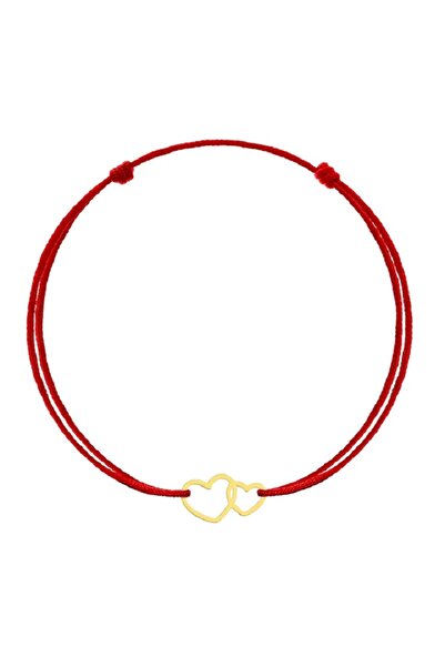 Zephyrs Bijoux Handmade bracelet with 8K gold pendant, Double Panel hearts.