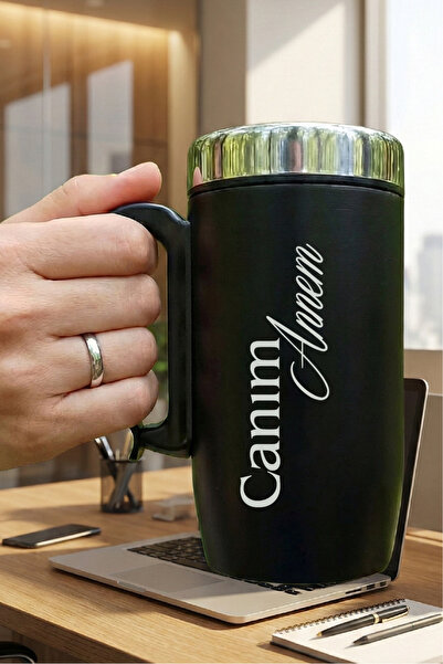 mezora Kişiye Özel Kulplu Paslanmaz Bardak Termos