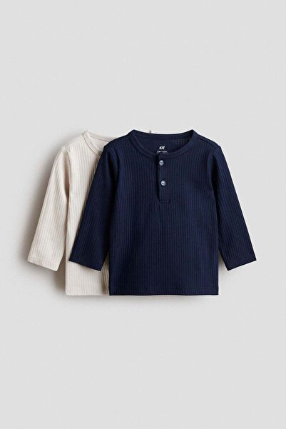 H&M قطعتان من قمصان هنلي القطنية