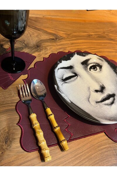 ref crea Monarch 2 piese din piele, stil american, roșu claret