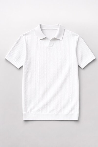 Valiberta Nestor Hair Braid Patterned Polo Collar Regular Fit Knitted Thin Kn...