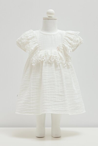 Caramell Smile Dress for Ages 3-18 Months - Ecru