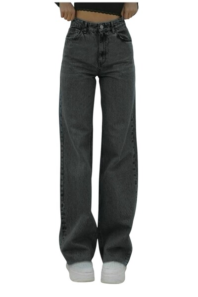 Livik Lart Широки детски панталони с разширени крачоли, димен сив еластичен д...