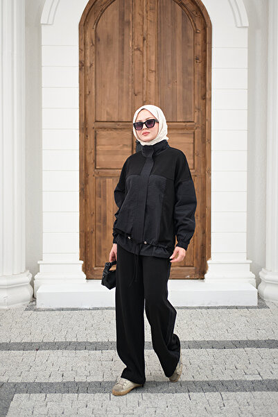 LOCCO Women's Garni Detailed Lace-Up Suit Black