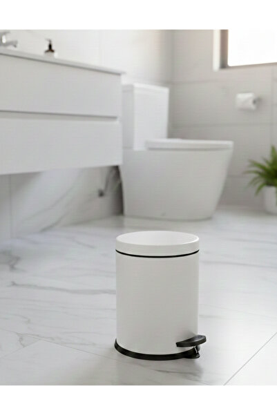 Bürke Baie WC Balcon Bucătărie, Coș de gunoi metalic cu pedală de culoare alb...