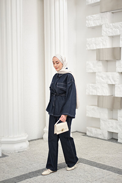 LOCCO Women's Double Pocket Trouser Suit Navy Blue