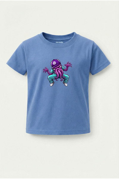 nirvoda تي شيرت للأطفال مطبوع عليه هيب هوب الأخطبوط