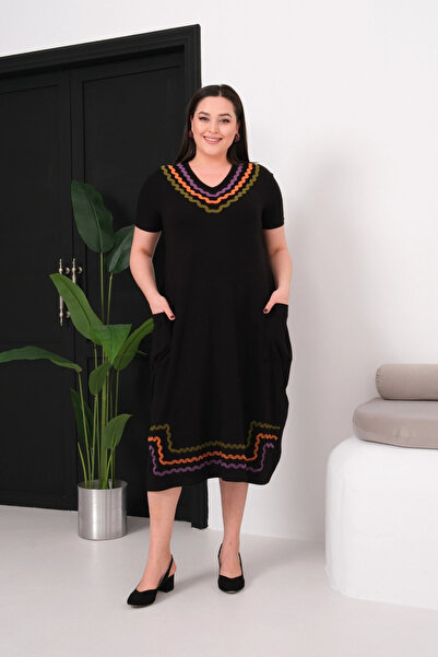 aytemas Dress with Embroidered Collar and Skirt, and Pockets