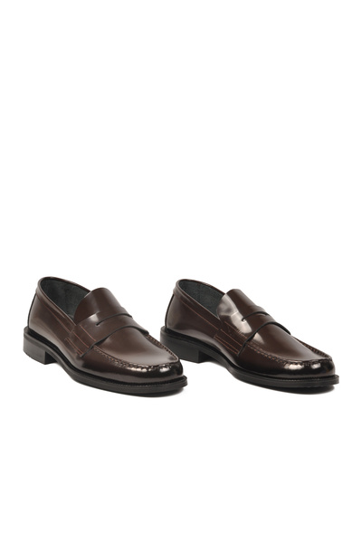 AYAKMOD 3577 Genuine Leather Brown Patent Leather Men's Casual Shoes