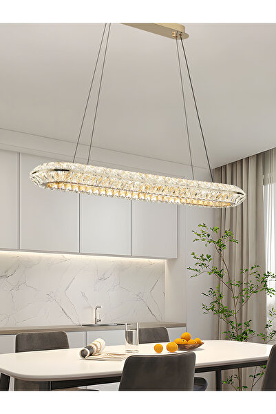 Apliqa Kyler Sıralı Gold 3 Renkli Kristalli Led Sarkıt Avize