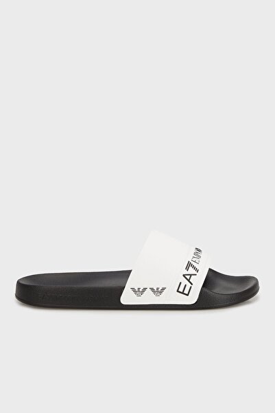EA7 Unisex Comfortable Sole Logo Design Black-White Slippers 7X000110 Af15128...