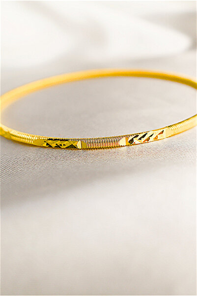 BEYZA DERELİ TAKI AKSESUAR 22 Ayar Fiziki Altın Kaplama Desenli Ajda Bilezik