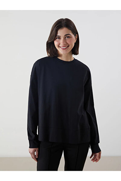 LC Waikiki Lcw Modest Black Crew Neck Women's Sweatshirt