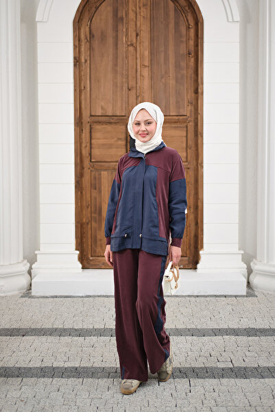 LOCCO Women's Double Color Pants Set with Stripe Detail and Hidden Zipper in ...