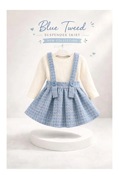 kidstalya Şanel Kumaş Salopet Takım - Mavi