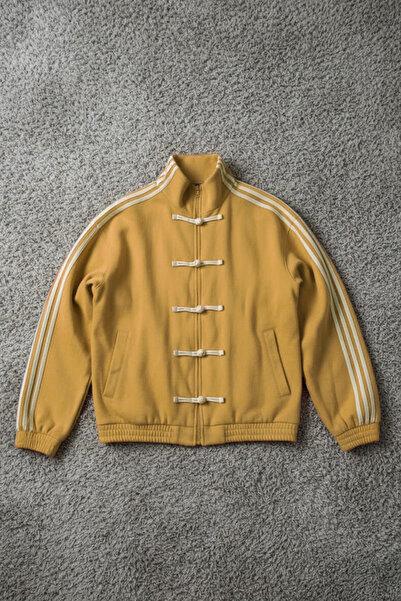 Köstebek Mustard Retro Three-Stripe Vintage Y2K Unisex Jacket