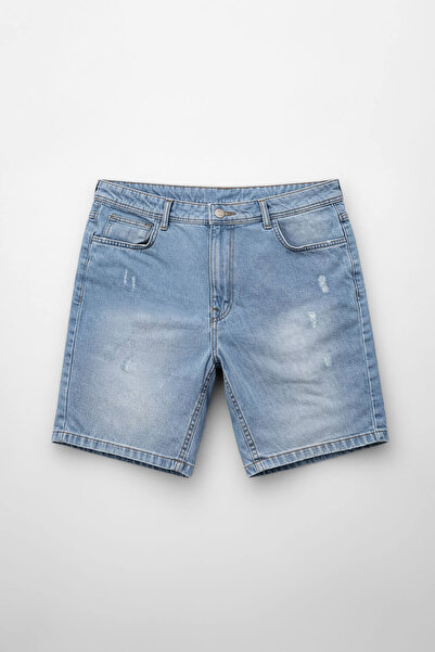 Bluewhite Muške plave traper šortsevi sa detaljnim efektom istrošenosti, regu...