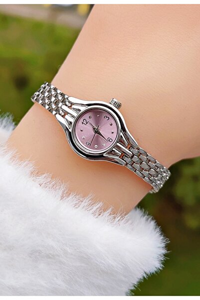 Weluxa Silver Color Pink Dial Minimal Women's Wristwatch + Watch Box