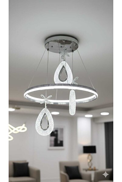 Bohem Aydınlatma 3'Lü Çift Taraflı 3Renk LED Halka Badem Sarkıt Modern Salon/...