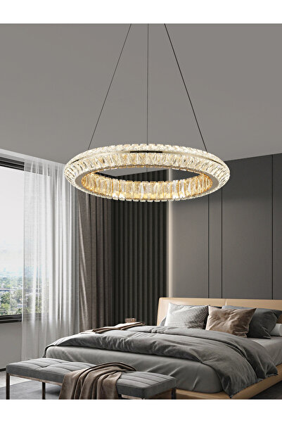 Apliqa Kyler 60'lık Gold Kristalli Led Sarkıt Avize