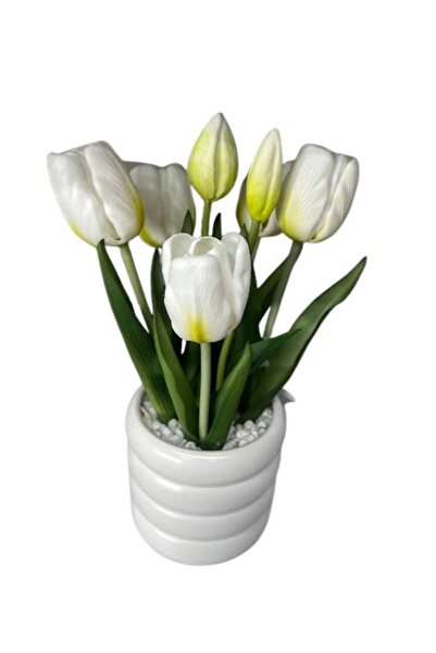 Noname Artificial tulips in pot 31 cm WHITE