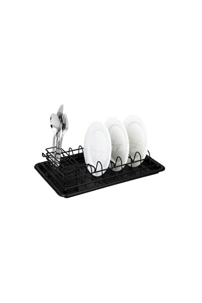 Kinghoff Scurgător de vase cu tavă, oțel-plastic, 38x24,5x9,5 cm, negru,