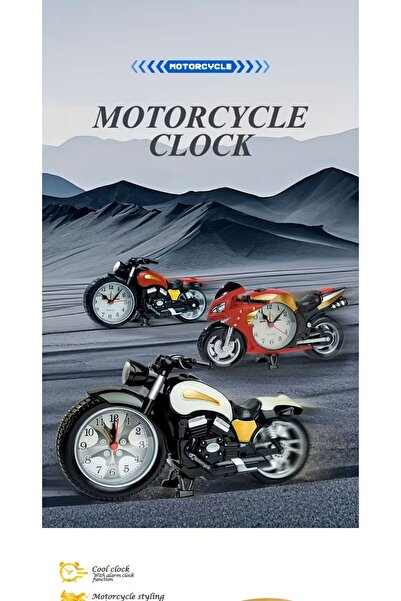 Tahtakale Dünyası Motosiklet Şeklinde Çalar Saat Motorsiklet Hediyelik Masa Ü...