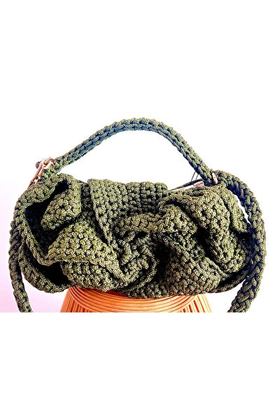 OEM Shoulder Bag, Olivia, khaki, handmade, 23cmx21cm