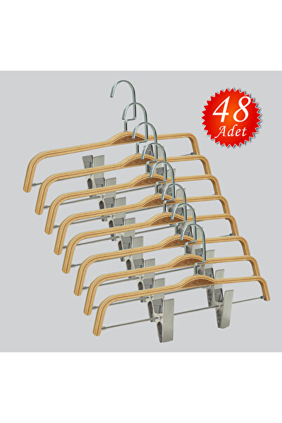 NYN شماعات خشبية (لاما بخطاف فضي) لتعليق السراويل والتنانير 48 قطعة