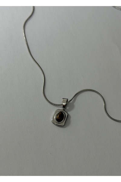 KİLİGİSTANBUL MİNİ KEDİ GÖZÜ ÇELİK KOLYE 40 CM