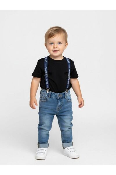 Zekids Erkek Bebek Askılı Kot Pantolon