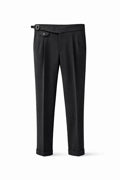 LUMAST Old Money Lycra Fabric Trousers with Belt Detail