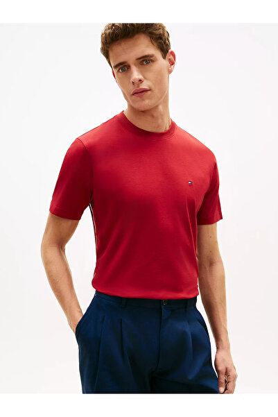 Tommy Hilfiger Men's Regular Fit Round Neck Cotton Short Sleeve Red T-Shirt M...