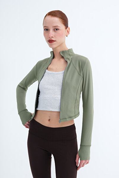 Addax Zippered Soft Fabric Cardigan H0089