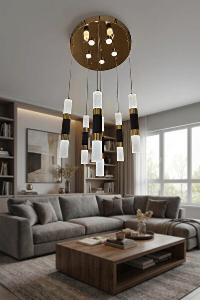 DEKORLİVE İthal 6'lı Piramit Sarkıt Led Avize