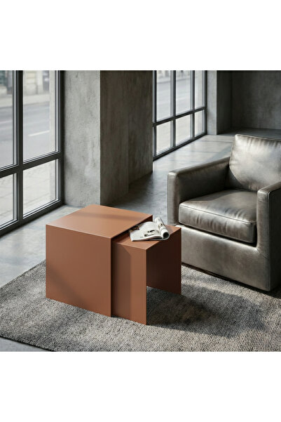 modilab Modern Metal Zigon Sehpa Seti – Minimal Tasarım İç İçe Geçen Yan Sehp...