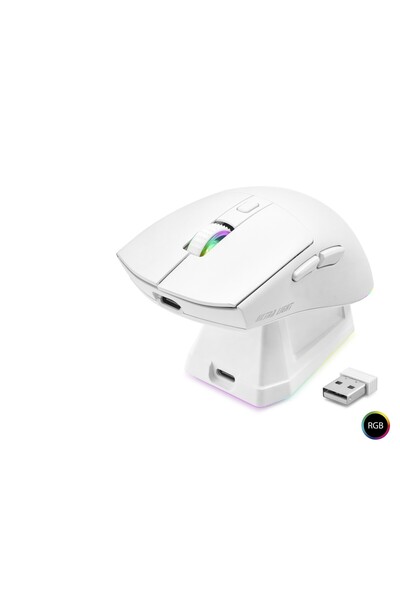 Skygo Kablosuz Gaming Rgb Mouse Şarj Standlı - Beyaz MF1215W