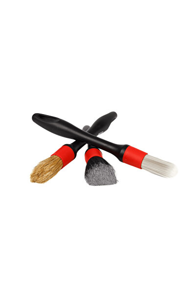 NEWMİX Set of 3 Black Auto Detailing Brushes (Interchangeable Heads)