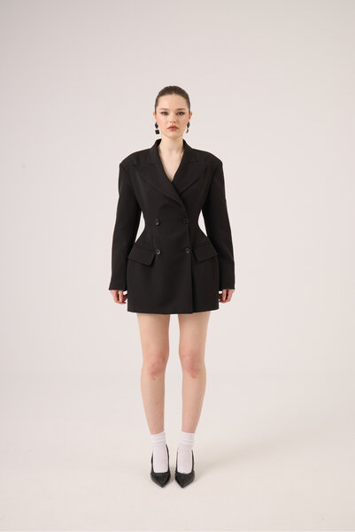 HOLLY LOLLY Waist-Fitted Galina Blazer Jacket Black