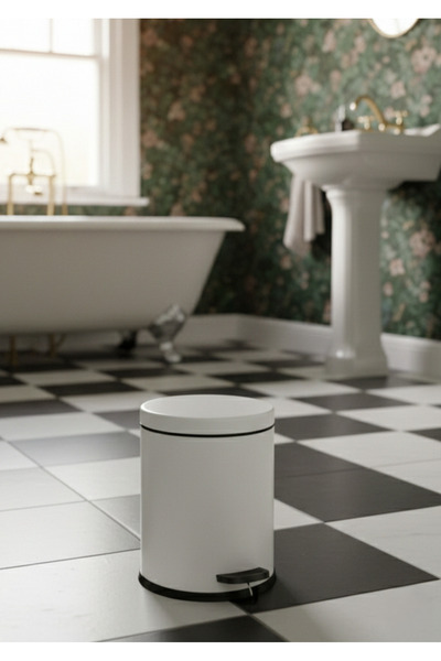 Bürke Toilet Bathroom Balcony Kitchen 3 Liter White Pedal Dustbin Trash Can