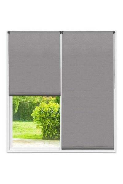 Luance High Quality Textured Blackout Roller Blinds Grey 180 x 200 cm