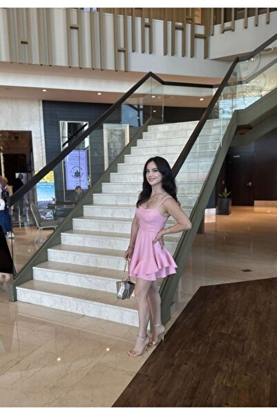 Hatice Altıntaş PEMBE ALTI KLOŞ MİNİ ABİYE ELBİSE