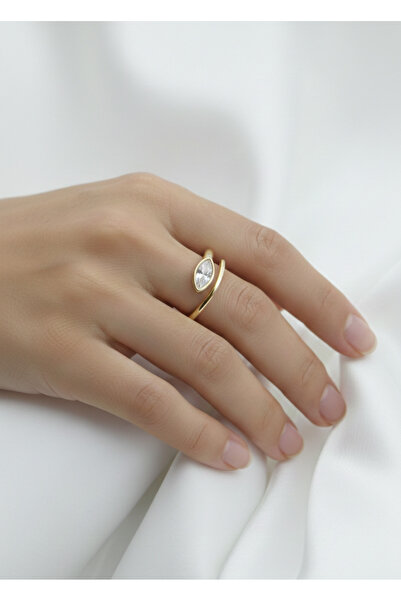 İris Jewelrys Çelik Mia Gold Taşlı Yüzük