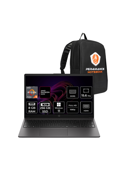 HP 255R G10 Ryzen 5 7535U 8GB 256GB SSD 15.6" FHD W11H Dizüstü Bilgisayar & P...
