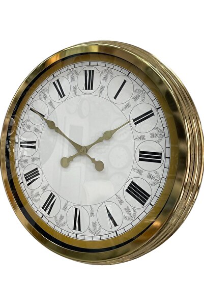 Lunaev ساعة حائط معدنية ذهبية بأرقام رومانية مقاس 60 سم